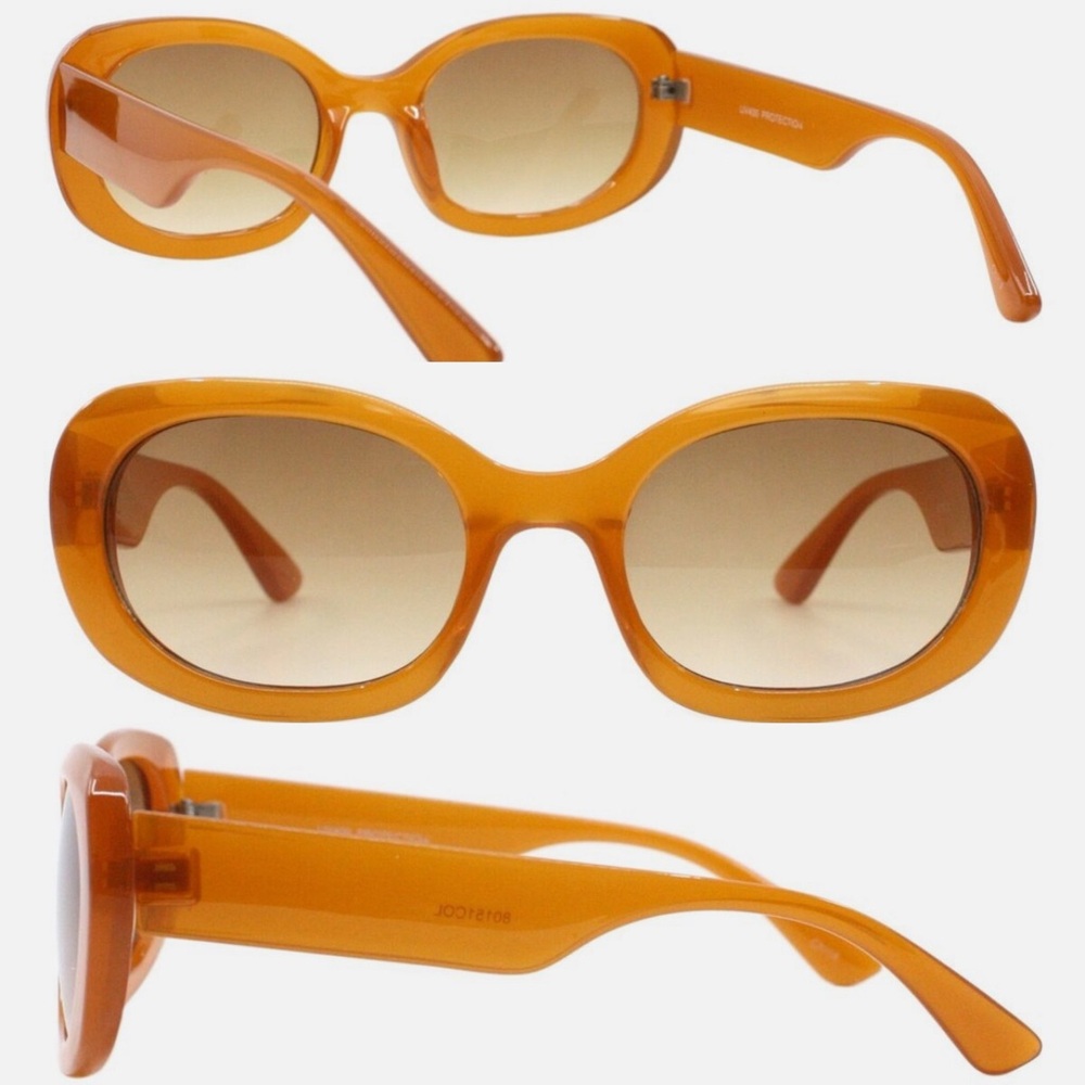 Womens Oval Rectangular Sunglasses Vintage Retro Fashion UV 400